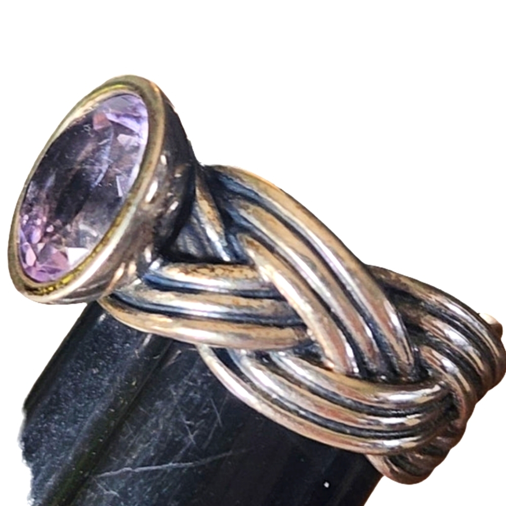 Retired Tied Together Pandora Amethyst Ring Size 7 Rare fine Jewelry ALE - Picture 4 of 9